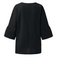 thumbnail image 5 of Youmylove T-Shirts pour Femmes Haut Été Manches 3/4 Col Rond Imprimé Floral Ample T-Shirts Tunique en Lin Décontractée Blouse, 5 of 5