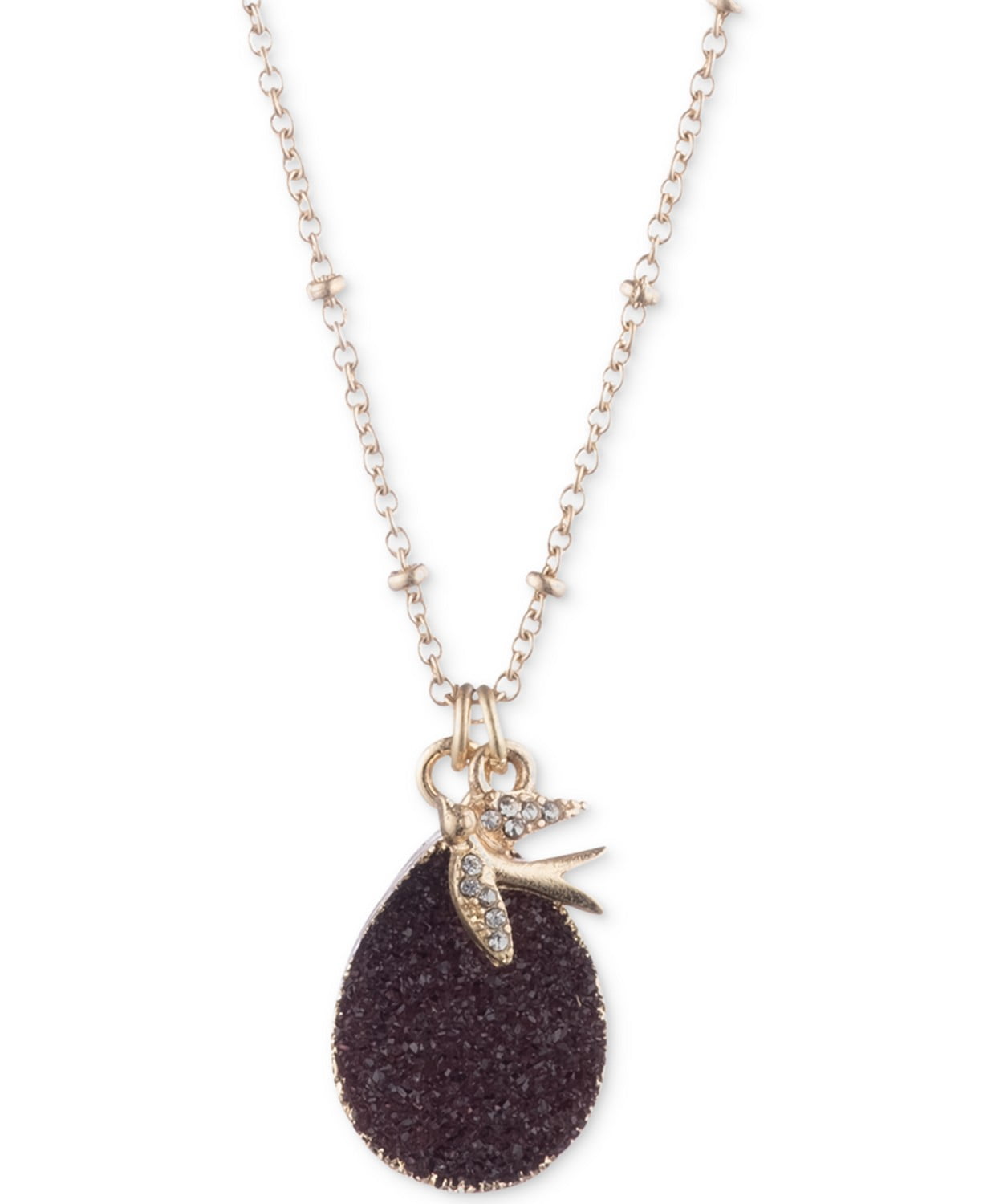 Lonna & Lilly Gold-Tone Druzy Pendant Necklace & Phone Card Holder Set(16+3)