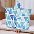 thumbnail image 5 of Blue Watercolor Triangle Pattern Hooded Bath Towel，60"x35" for Ages 3 To 12 Kids, Quick Dry Lightweight Soft Microfiber Hood Beach Towel Cover Up for Kids, 5 of 7