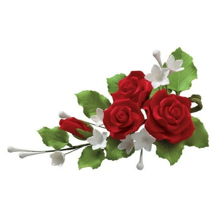 Gum Paste - Red Rose Bouquet Sprays (3 pieces)