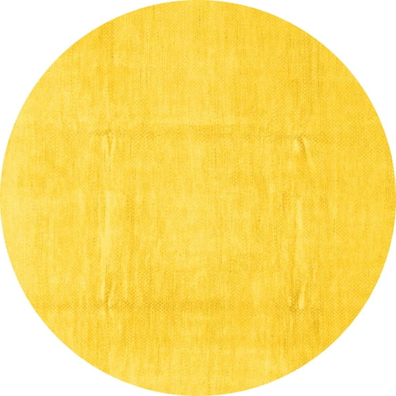 Ahgly Company Indoor Round Solid Yellow Modern Area Rugs, 4' Round