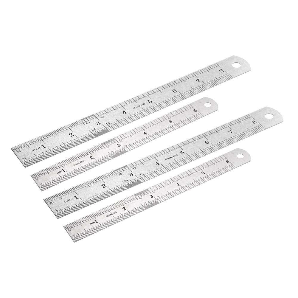 (6,8inch) 2 Pack Each Size Stainless Steel Straight Rulers Set