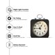 thumbnail image 2 of Reloj despertador con pilas con caja de metal cuadrada, cuarzo analógico silencioso sin tictac, operación simple para dormitorio/viajes/escritorio/niños negro), 2 of 5