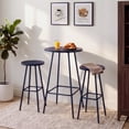 thumbnail image 4 of Best Choice Products 3-Piece Steel Patio Bar Height Round Bistro Set w/ Backless Stools, Slatted Design - Navy, 4 of 10