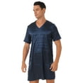 thumbnail image 2 of Lejafay Men's Nightshirt Soft Loose Pajama Sleep Shirt Nightwear Short Sleeve Nightgown V-Neck Navy Blue XXL, 2 of 6