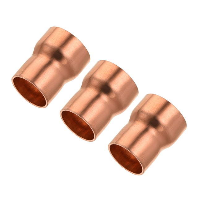 Unique Bargains Copper Reducing Coupling Fitting with Sweat End, 5/8 x 3/4 Inch ID for HVAC Refrigeration Adapter, Pack of 3