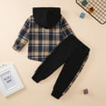 thumbnail image 5 of Kids Toddler Boy Clothes Flannel Plaid Hoodied Tops + Casual Pants Infant Boys Fall Winter Outfits, 5 of 14