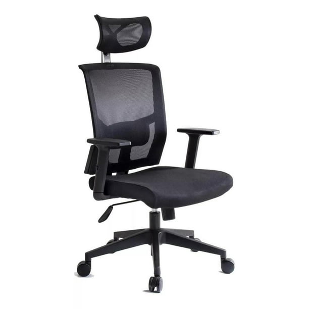 Silla Oficina Ejecutiva I Seating Caselli C con cabecera ajustable de Cuero sintético Negro