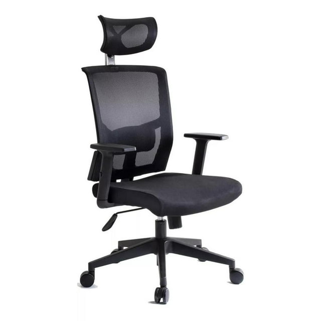 Silla Oficina Ejecutiva I Seating Caselli C con cabecera ajustable de Cuero sintético Negro