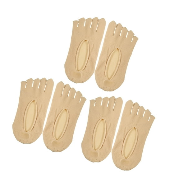 Vocoste 3 Pairs Invisible Five Fingers Socks Sexy Fashion Breathable Soft for Women Beige