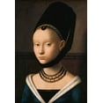 thumbnail image 2 of Petrus, Christus 18x24 White Modern Wood Framed Museum Art Print Titled - Portrait of a Young Woman, 2 of 4
