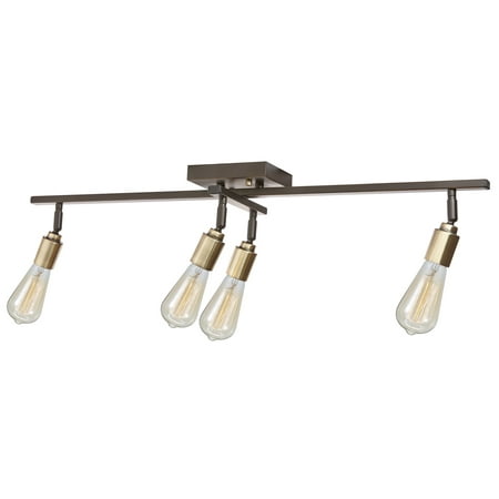 Globe Electric Radcliffe 4-Light Oil Rubbed Bronze and Antique Brass Track Lighting, Bulbs Included,