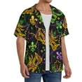 thumbnail image 2 of Goofa Mardi Gras Surface Printed Men's Casual Short-sleeved Shirt,Lightweight Breathable Button-down,Summer Casual men's top,Versatile Fashion shirt-Large, 2 of 7