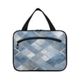 thumbnail image 2 of Travel Hanging Toiletry Bag with 4 Zipped Compartments Waterproof Makeup Accessories Spacious Cosmetic Bag Blue Plaid Pattern Medium, 2 of 9