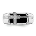 thumbnail image 4 of White Night Sterling Silver Rhodium-plated Diamond and Black Onyx Cross Men's Ring, 4 of 7