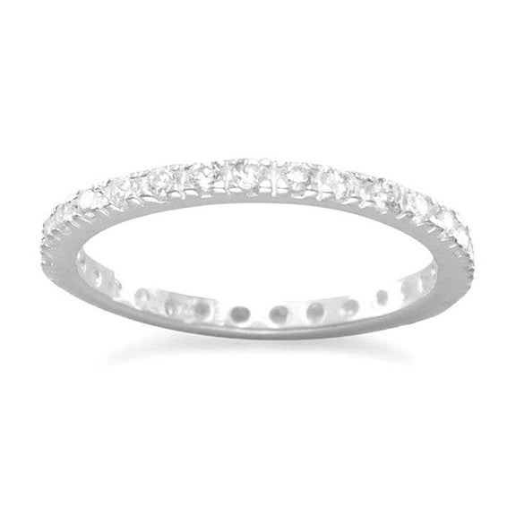 925 Sterling Silver Clear 2mm Cubic Zirconia Eternity Band Ring Size 6 Eternity Ring for Women and Men