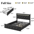 thumbnail image 5 of UHOMEPRO Full Size Bed Frame with Storage Drawers and LED, Upholstered Bed with Charging Station, Adjustable Headboard, Faux Leather Diamond Tufted, No Box Spring Needed, Black, 5 of 10