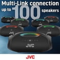 thumbnail image 3 of JVC Altavoz Bluetooth inalámbrico portátil - 120 W con graves profundos de doble woofer, iluminación RGB, Boombox interior/exterior, Bluetooth 5.3, resistente al agua IPX6, USB-C, tiempo de reproducci, 3 of 5