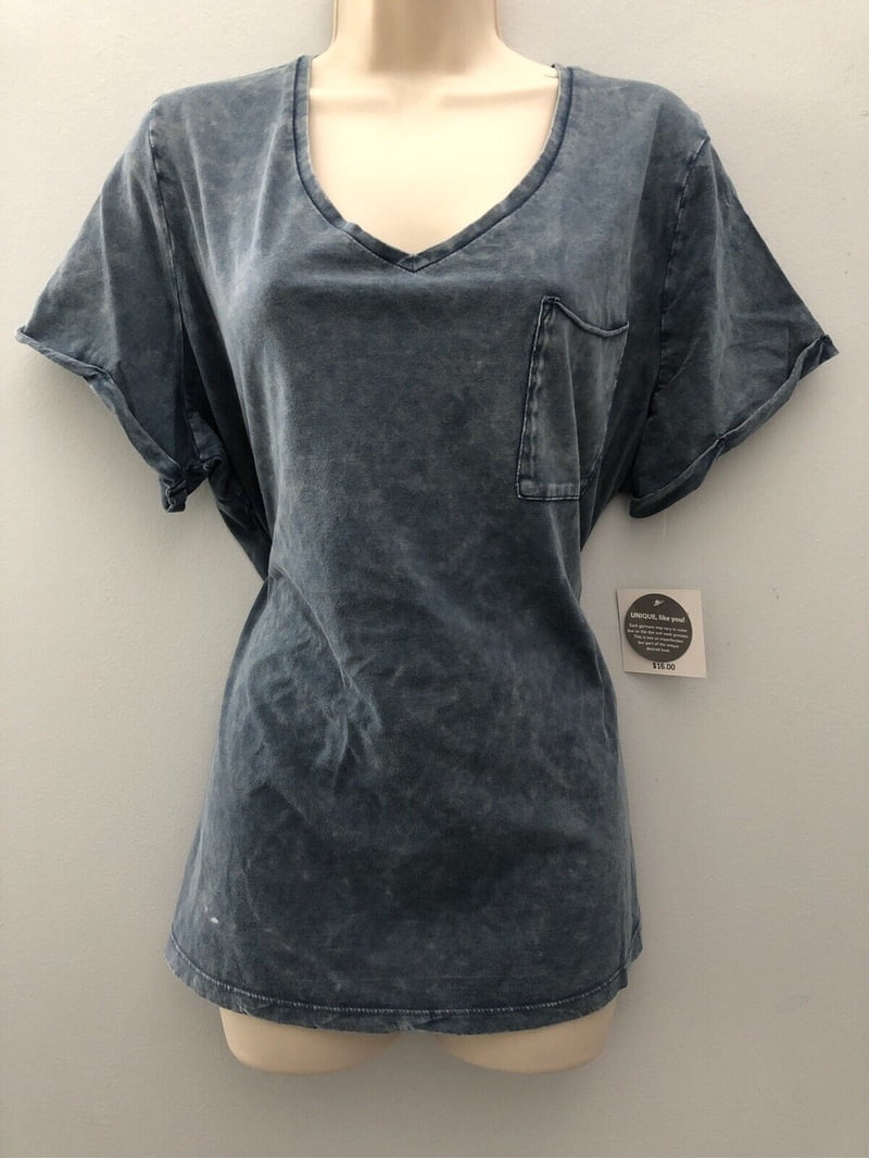 NWT! Falls Creek Women's Navy Blue Short Sleeve Washed Tee Top Shirt Size  1X - Walmart.com