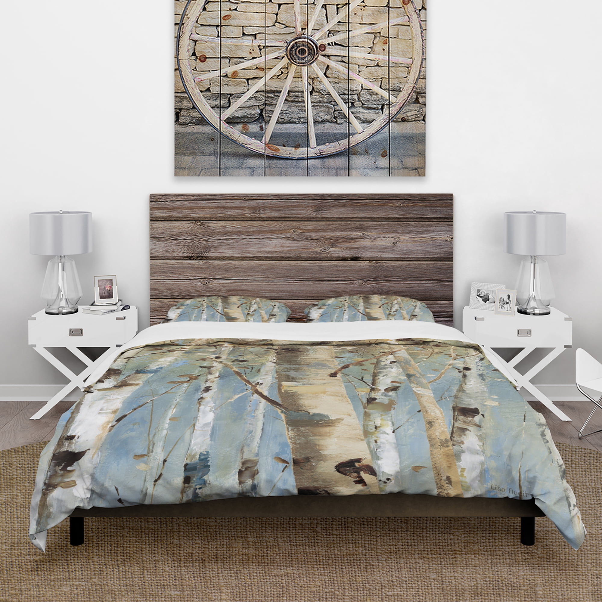 Designart 'White Birch Forest II' Farmhouse Duvet Cover Set
