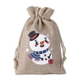 thumbnail image 1 of Bolsa de arpillera de Navidad, 5 unids/lote, 9,5x13,5 cm, bolsas con cordón, muñeco de nieve para fiesta de Navidad, embalaje de regalo de dulces, 1 of 4