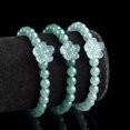 thumbnail image 3 of K-KED New Natural Jade Jadeite 6.5mm Round Beads with Flower Link Women Bracelet 1PCS, 3 of 3