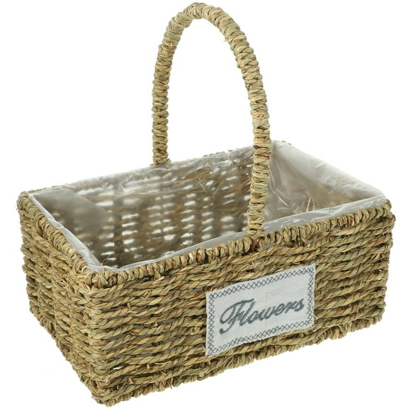 Cesta tejida a mano, maceta tejida de paja para flores, maceta para plantas de interior y exterior, suministros para el hogar