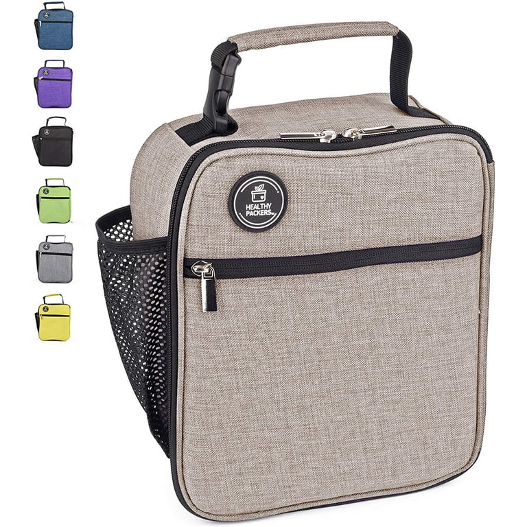 Healthy Packers Insulated Lunch Bag with Water Bottle Holder (Gray