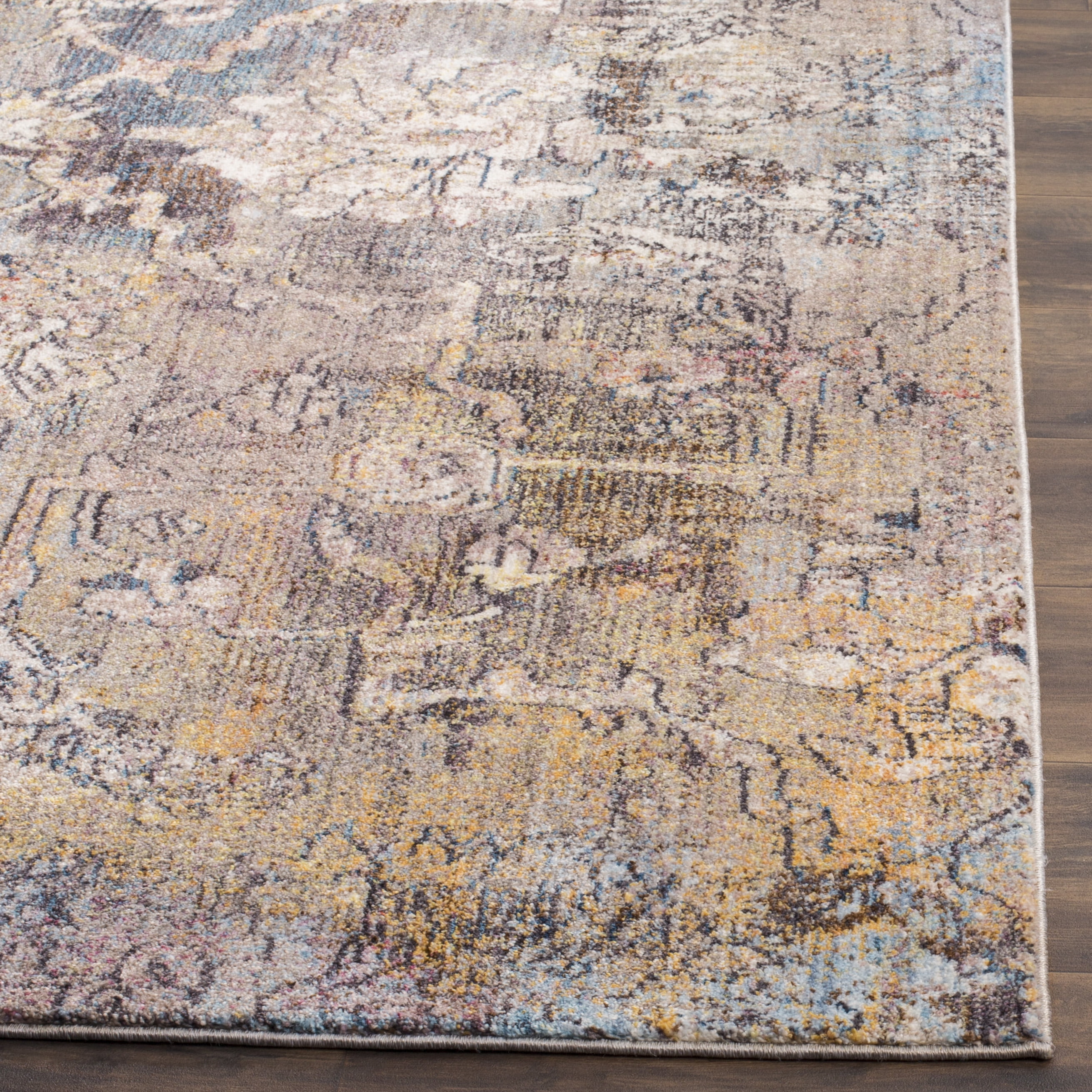 SAFAVIEH Bristol Letha Floral Polyester Area Rug, Blue/Gray, 5'1" x 7'6"