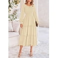 thumbnail image 4 of PRETTYGARDEN Women's Smocked Maxi Dress Spring Casual Long Sleeve Swiss Dot Ruffle Long Flowy Going Out Dresses with Pockets, 4 of 6