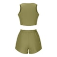 thumbnail image 7 of Diufon Women's Two Outfits Crewneck Sleeveless Crop Tops Elastic Waist Drawstring Shorts Sets with Pockets, 7 of 7