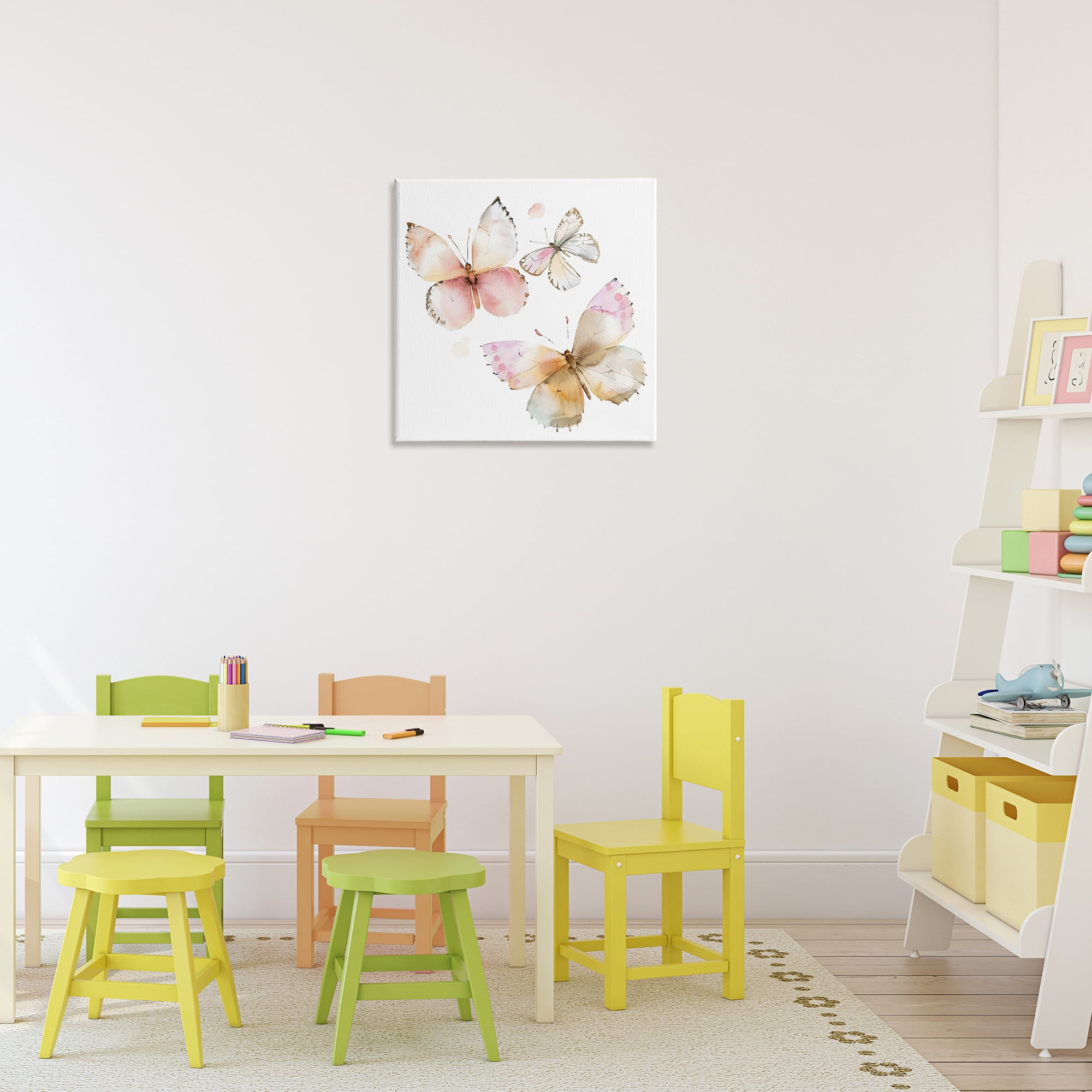 Stupell Industries Pink Watercolor Butterfly Trio Canvas Wall Art, design by Creative Studio