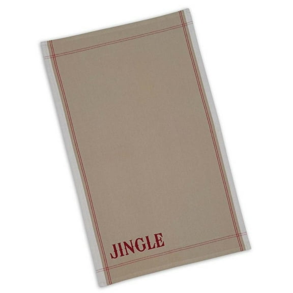 Christmas Kitchen Dish Towel,  Khaki Colored 100% Cotton Print Towel, Jingle