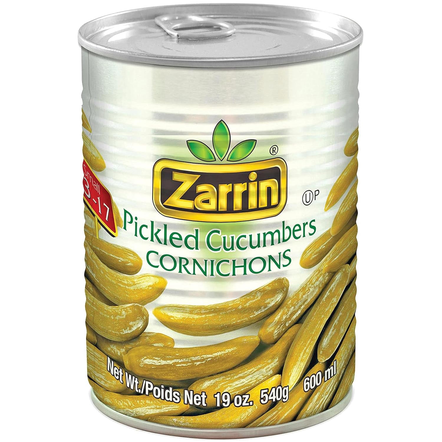 Zarrin - Pickled Cucumber Cornichons, 19 Oz (Pack of 4).