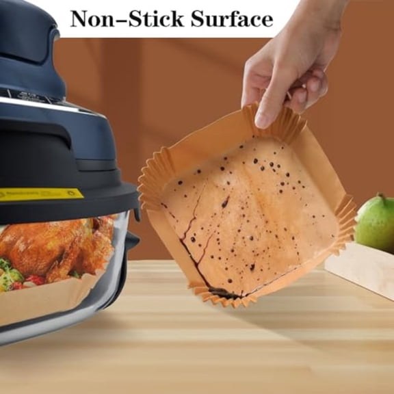 Crispi Disposable Parchment Liners, 50/100/200pcs  Non-Stick Sheets for 4-in-1 Portable Glass Air Fryer