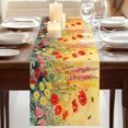 thumbnail image 2 of Poppy Botanical Table Runner 120 Inches Long, Cotton Linen Table Runner Dresser Scarf, Vintage Floral Yellow Ombre Fabric Tablerunners for Dining Coffee Tables Wedding Holiday Party 13"x120", 2 of 6
