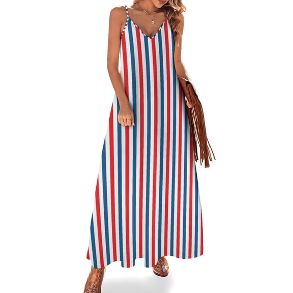American Flag Blue Red White Sleeveless Dress Loose Women's Dress Dresses Luxury Evening Dresses
