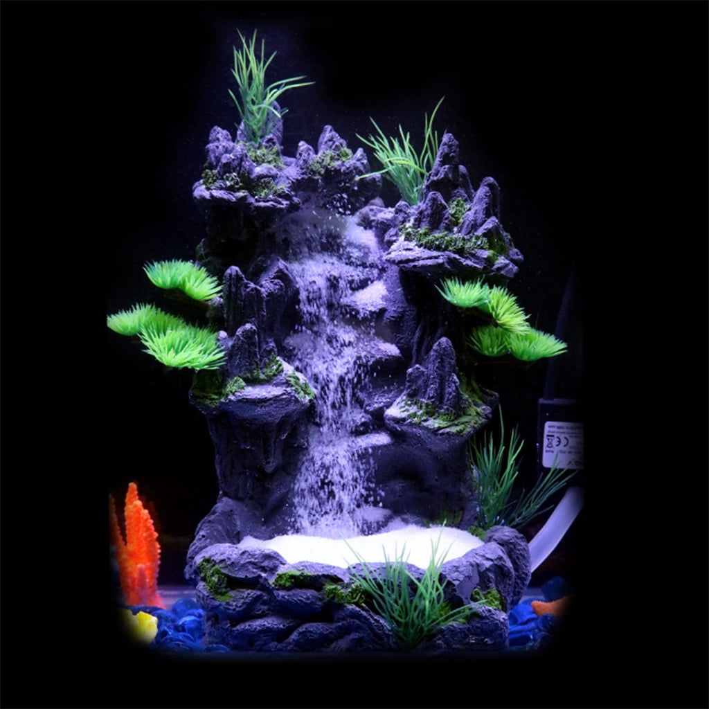 HEMLBOYW Aquarium Sand Waterfall Mountain Tree View Fish for Decorations Small Terrain Scenery Ornament for Habitat