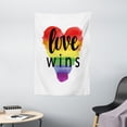 thumbnail image 1 of Pride Decorations Tapestry, Inspirational Gay Rights Slogan Love Wins on Watercolor Heart Shape Artsy, Wall Hanging for Bedroom Living Room Dorm Decor, 40W X 60L Inches, Multicolor, by Ambesonne, 1 of 2