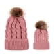 thumbnail image 3 of Orejeras de bola de pelo de sombrero de lana de ganchillo de punto de mujer cálida de invierno, 3 of 8