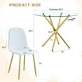 thumbnail image 4 of Hi loPres 36.6-Inch Round Glass Dining Table Set for 4, Modern Gold Metal Legs with White Fabric Chairs, 5-Piece Kitchen Room Furniture, 4 of 10