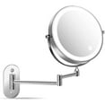 thumbnail image 2 of Fixdono Vanity Mirror with Lights, 8"  Makeup Magnifying Mirror Double-Sided 1X/10X Magnifying- 3 Color Light, Touch Dimming, 360° Swivel, Extendable, Wall Mounted- Silver, 2 of 11