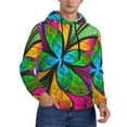 thumbnail image 2 of Naloa Multicolored Beautiful Flower Men's Casual Hooded Collar Drawstring Hoodies Pullover Sweatshirts Casual Long Sleeve Shirts-3X-Large, 2 of 7