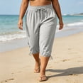 thumbnail image 5 of VBVC Women's Plus Drawstring Loose Capri Joggers , Casual Summer Stretchy Pants For Women , Ladies' Comfy Adjustable Hem Crop Trousers with Pockets, Gray , XL-5XL, 5 of 8