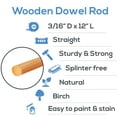 thumbnail image 4 of Dowel Rods Wood Sticks Wooden Dowel Rods - 3/16 x 12 Inch Unfinished Hardwood Sticks - for Crafts and DIYers - 250 Pieces by Woodpeckers, 4 of 8