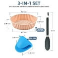 thumbnail image 2 of 2PCS Silicone Air Fryer Liners with Mitts and Tongs 3-in-1 set, 6.75 inch Non-Stick Easy Cleaning Silicone Pot, Food Safe Heat-Resistant Reusable Silicone Basket, Replacement of Parchment Paper, 2 of 7