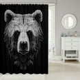 thumbnail image 2 of Bear Gifts Fabric Shower Curtain 3D Wild Animal Teen Bath Curtain, Cartoon Fierce Animal Print Shower Curtain Black Bear Bathroom Shower Curtain Sets 72"Wx72"L, 2 of 4