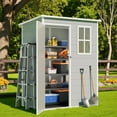 thumbnail image 3 of Lofka Outdoor Storage Shed with Floor, 5' x 3' Resin Garden Tool Shed with Window,  Quick Assembly |Lockable, for Patios, Gray, 3 of 11
