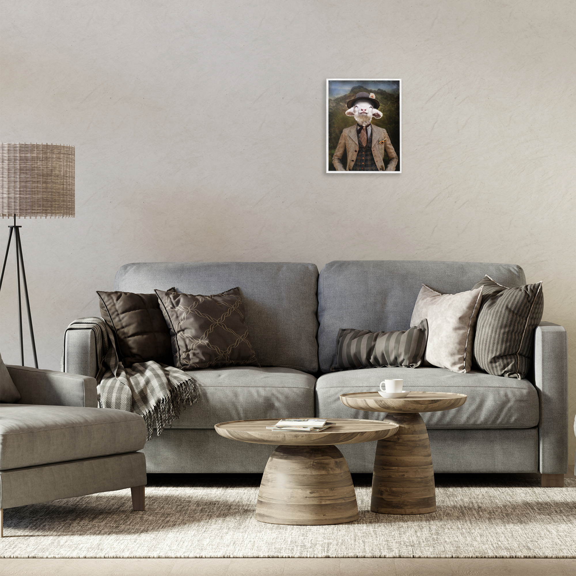 Stupell Industries Happy Classic Lamb Animals & Insects Painting White Framed Art Print Wall Art, 11 x 14