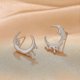 thumbnail image 5 of Pendientes pequeños de diseño artístico de moda, color plata, textura de lava abstracta, con forma de luna, adornos de mascota para mujer, accesorios, 5 of 5